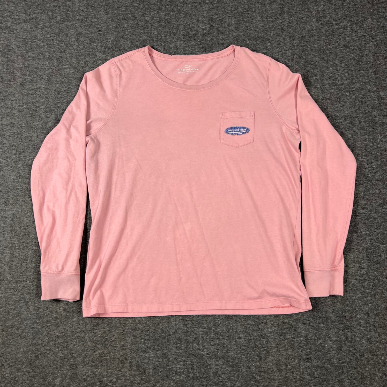 Vineyard Vines Pocket Tee Men's Large Pink Good Long Sleeve Shirt